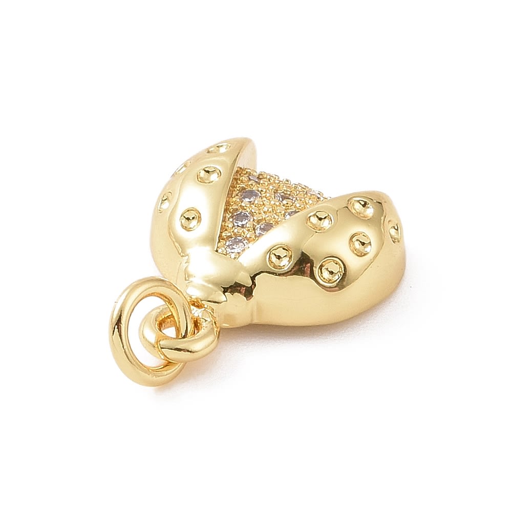 Dije colgante mariquita chinita zircones 13 mm baño oro / unidad2