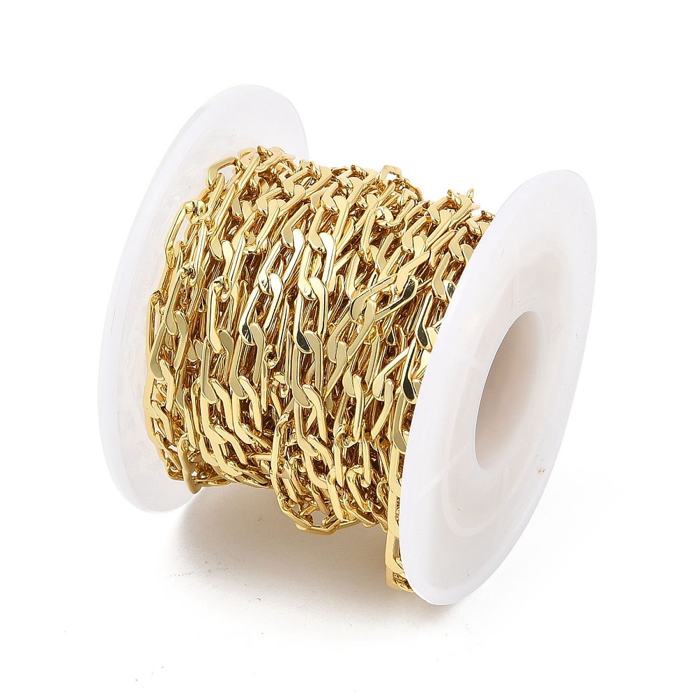 Cadena eslabón alargado cubano 9.5x4 mm baño de oro / metro2