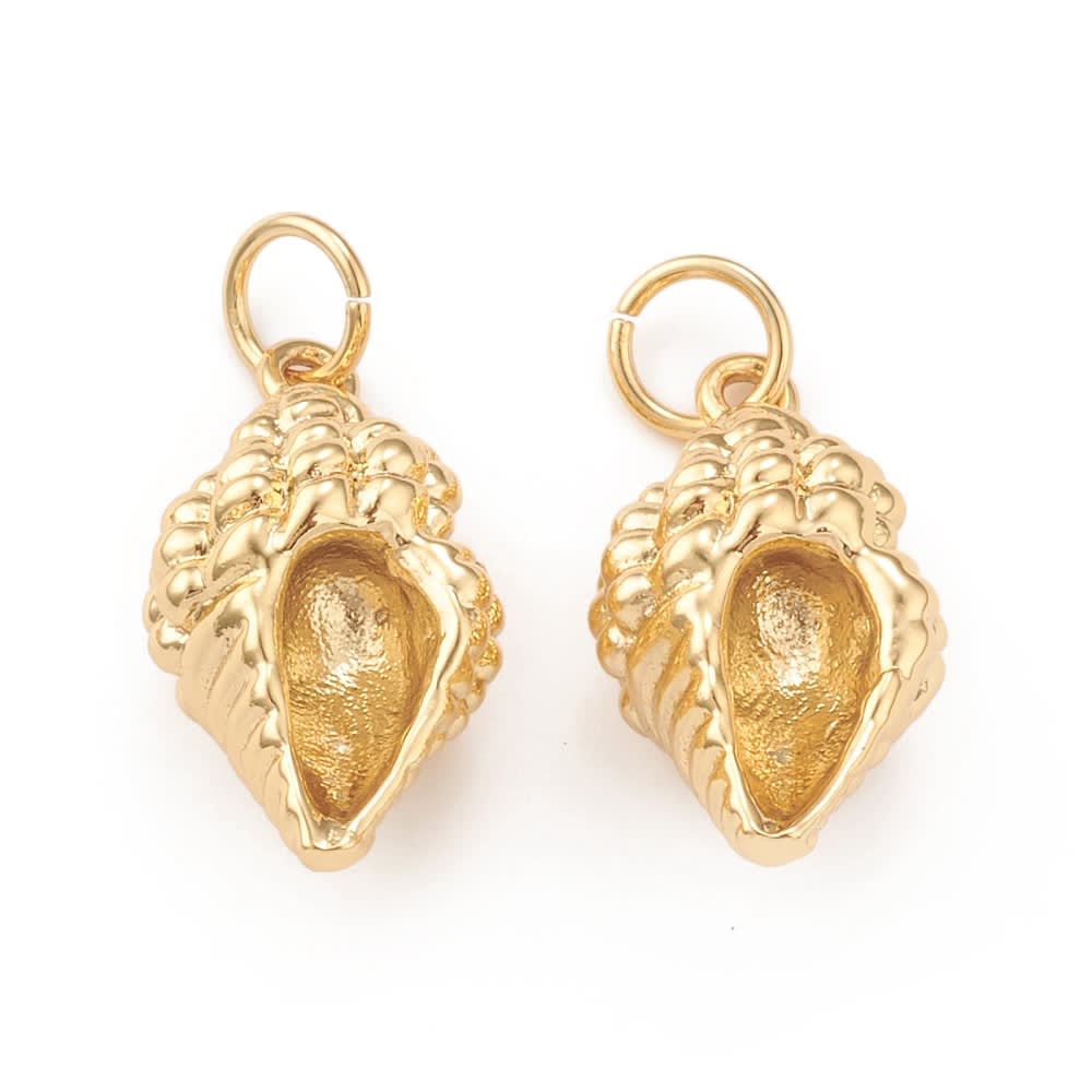 Dije colgante caracola caracol 18x9 mm baño de oro platino / unidad4