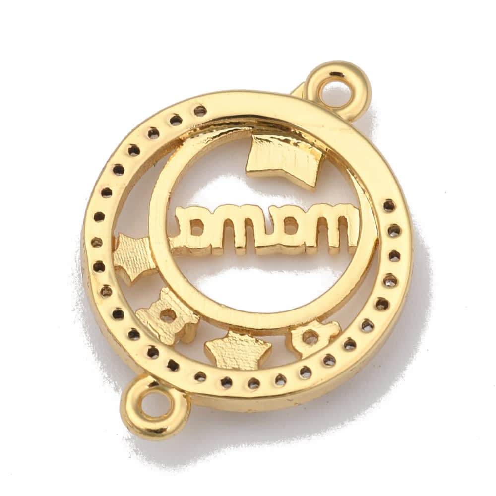 Dije conector mamá circular estrellas baño de oro / unidad1