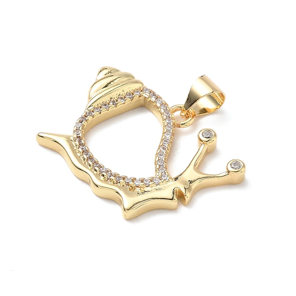 Dije colgante caracol caparazón zircón verano baño de oro / unidad2