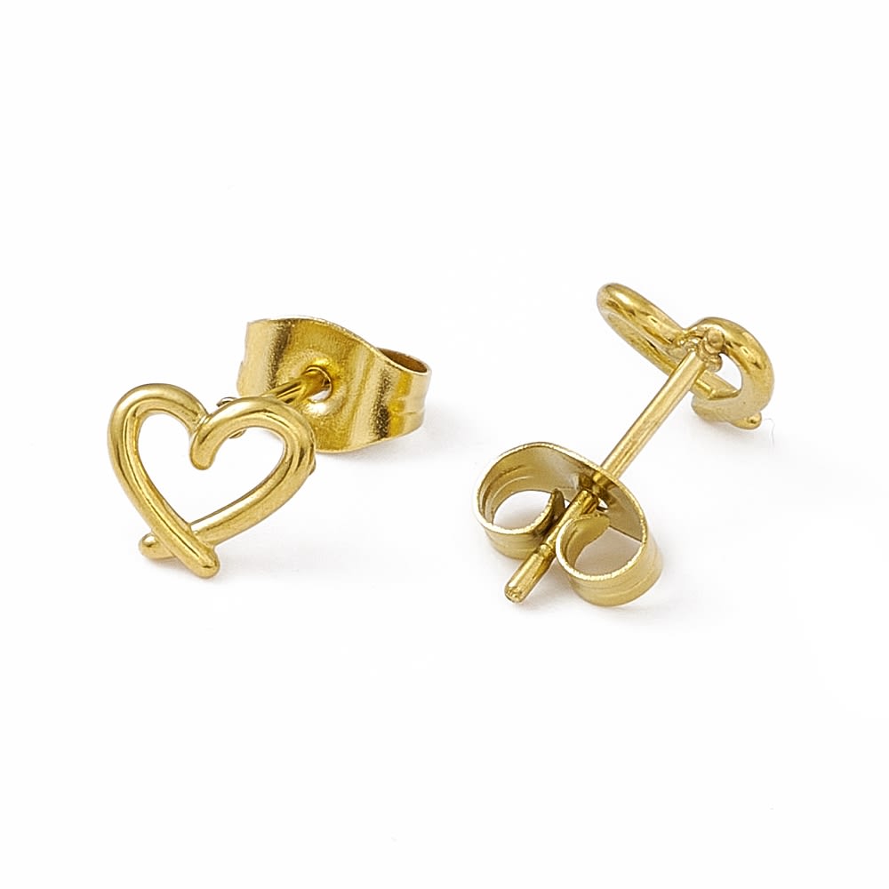 Aros topo topito corazón silueta 6 mm acero / par2