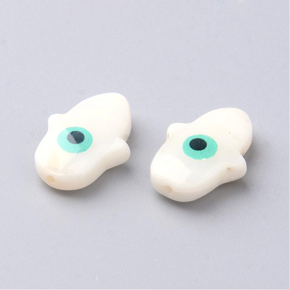 Dije Pasador ojo turco y hamsa 16 mm nacar / unidad1