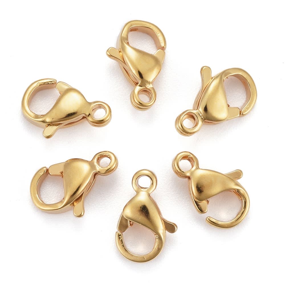 Broche pico loro 9 mm acero dorado / unidad1