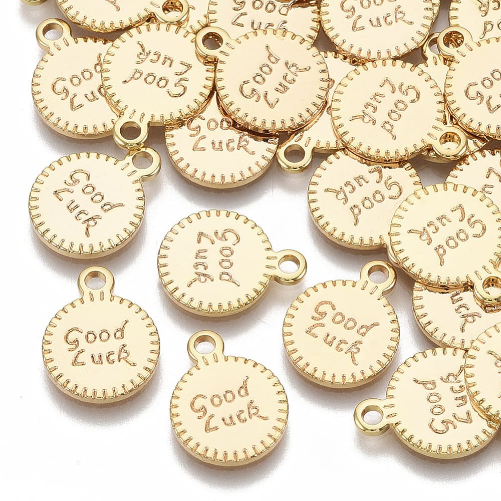 Dije colgante good luck 13.5 mm baño de oro / unidad2