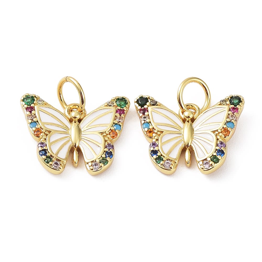 Dije colgante esmaltado mariposa zircón 10.5 mm / unidad1