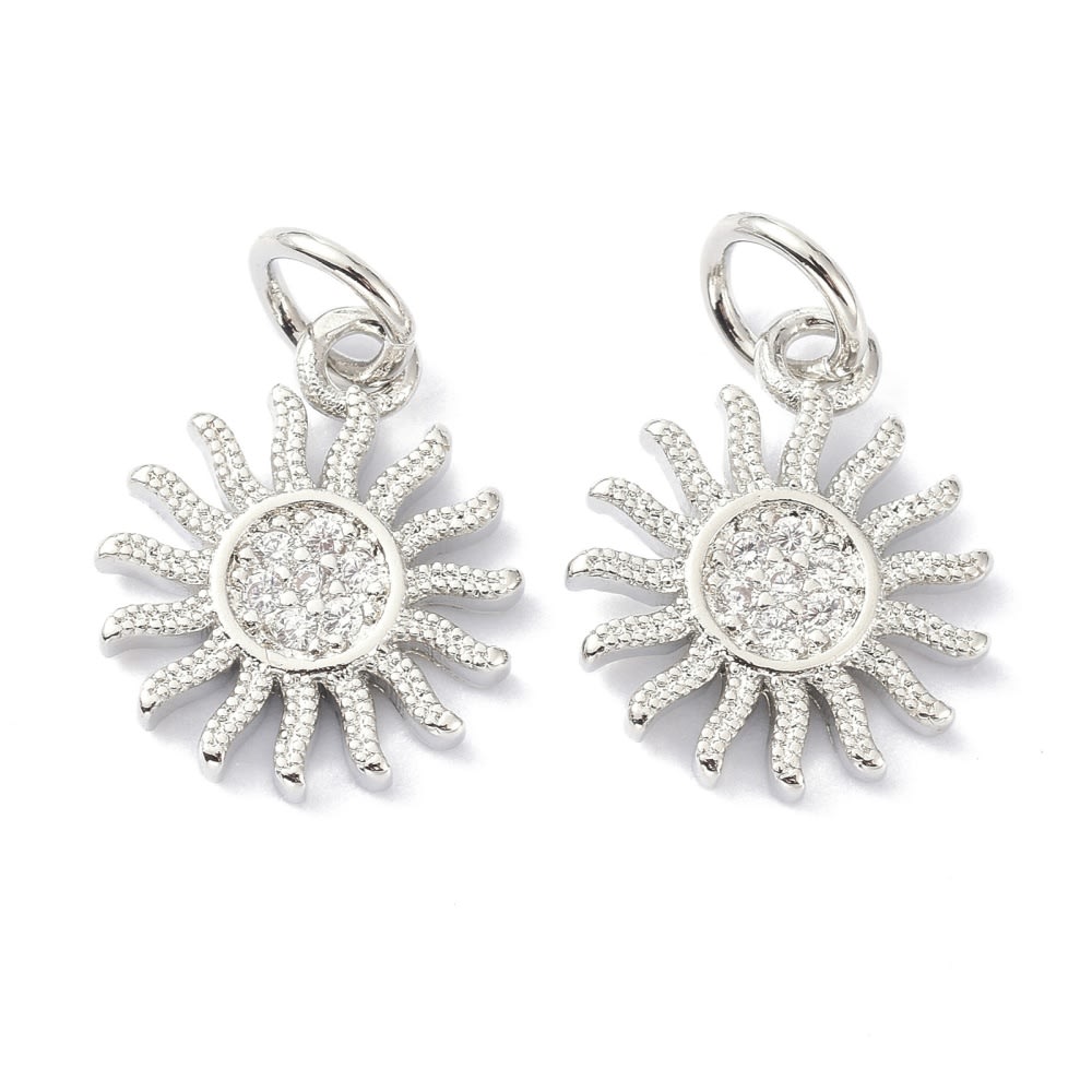 Dije colgante Sol sun 13x11 mm baño de oro zircón / unidad2