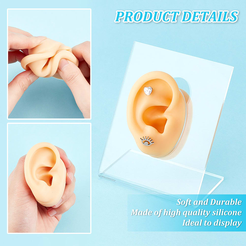 Exhibidor mostrario oreja aros ear cuff de silicona con soporte de acrílico / unidad7