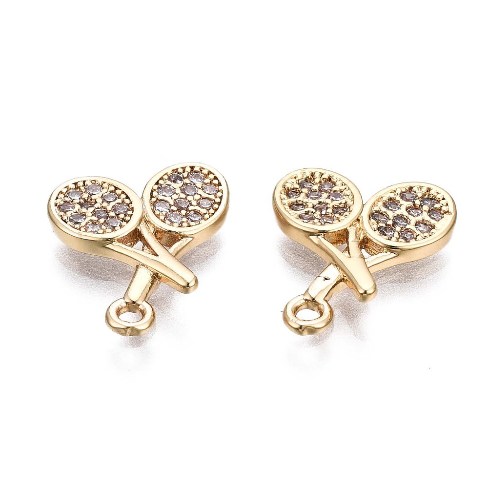 Dije colgante raqueta tenis pádel 13 mm baño oro / unidad3