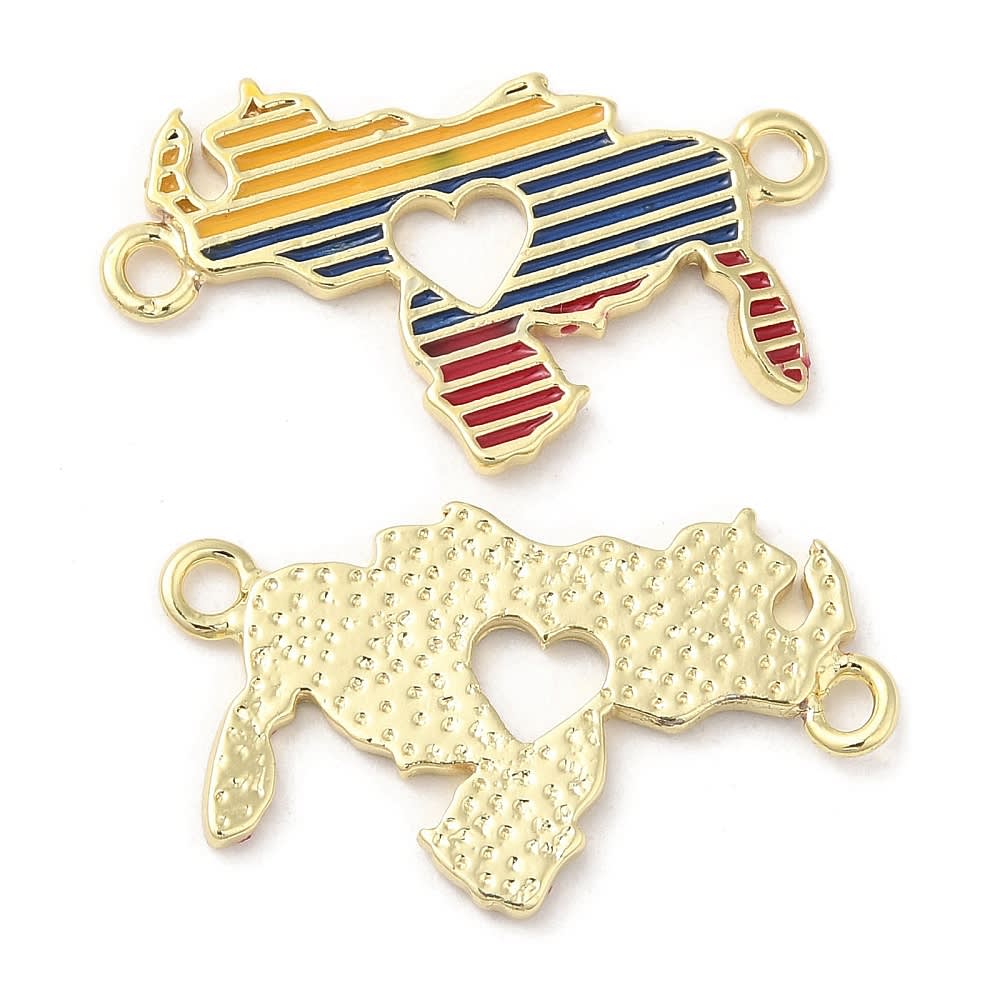 Dije conector esmaltado mapa Venezuela 28 mm baño oro / unidad2