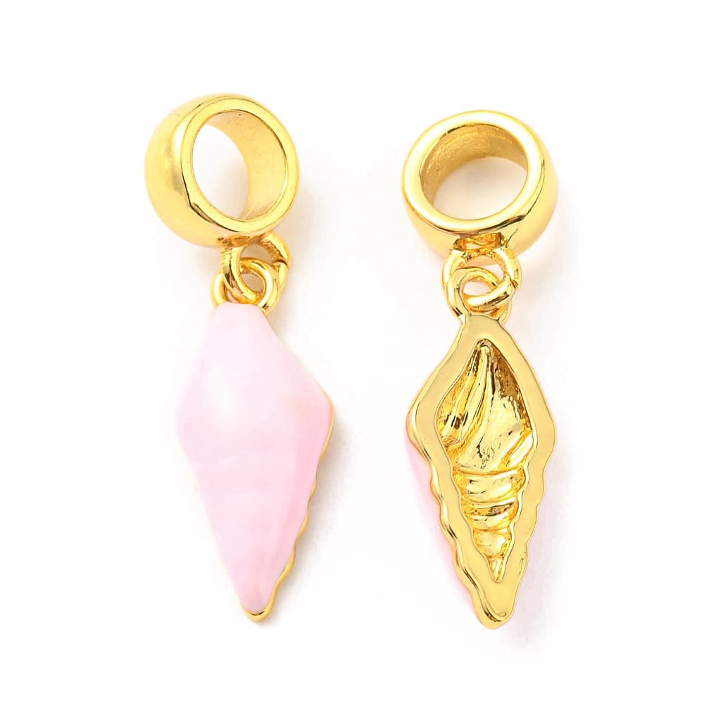 Colgante europeo charm concha caracol esmaltado baño de oro / unidad2