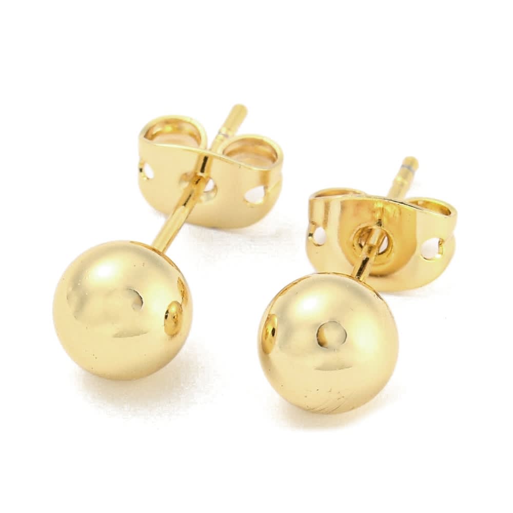 Aros topo topito Bola balín 4-6 mm baño oro / par3