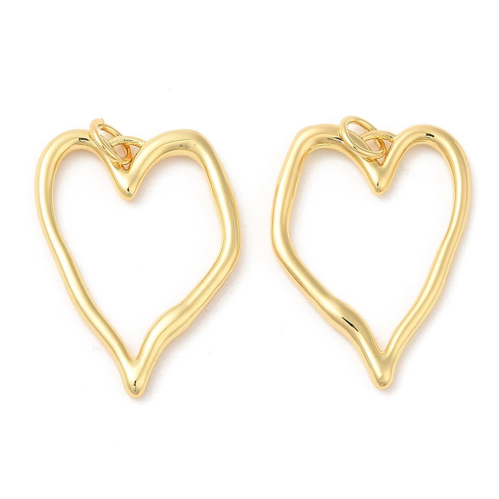 Dije colgante silueta de corazón 25.5 mm baño oro / unidad1