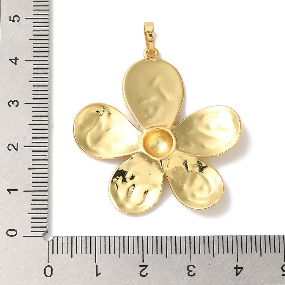 Dije colgante flor 38 mm baño de oro / unidad3