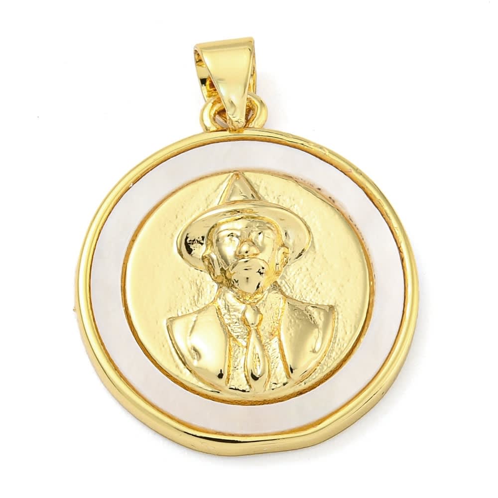 Dije colgante medalla 20 mm Dr. José Gregorio Hernández nácar / unidad1