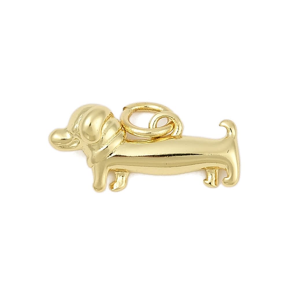 Dije colgante perro salchicha 17 mm baño oro / unidad1