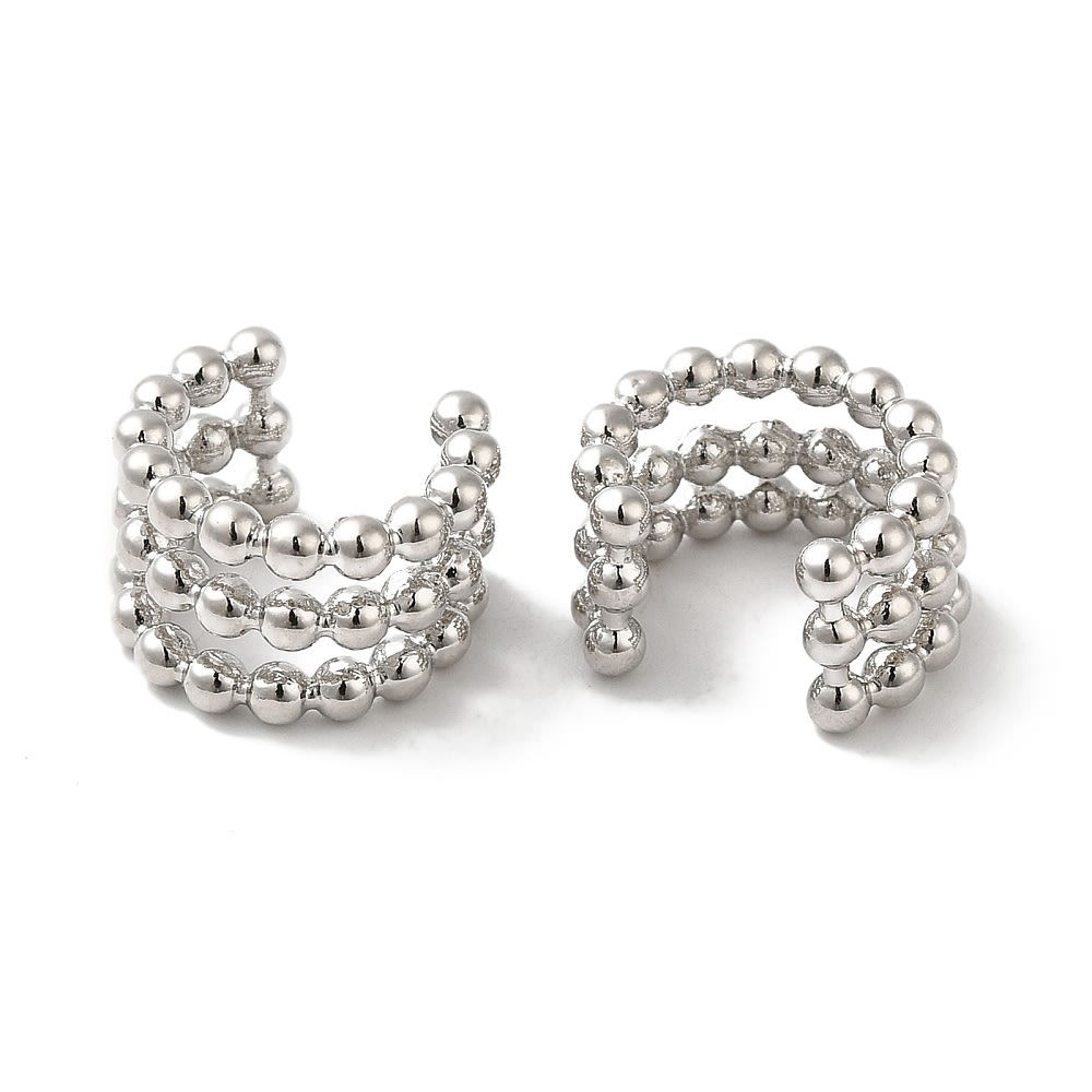 Ear cuff aros solitarios tres líneas balines baño oro / unidad2