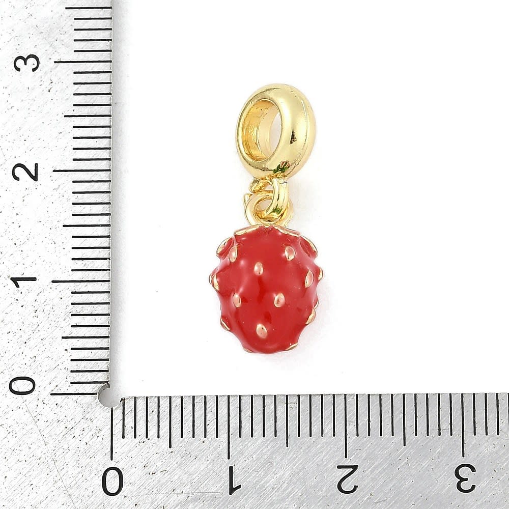 Colgante europeo charm frutilla fresa fruta baño oro / unidad3
