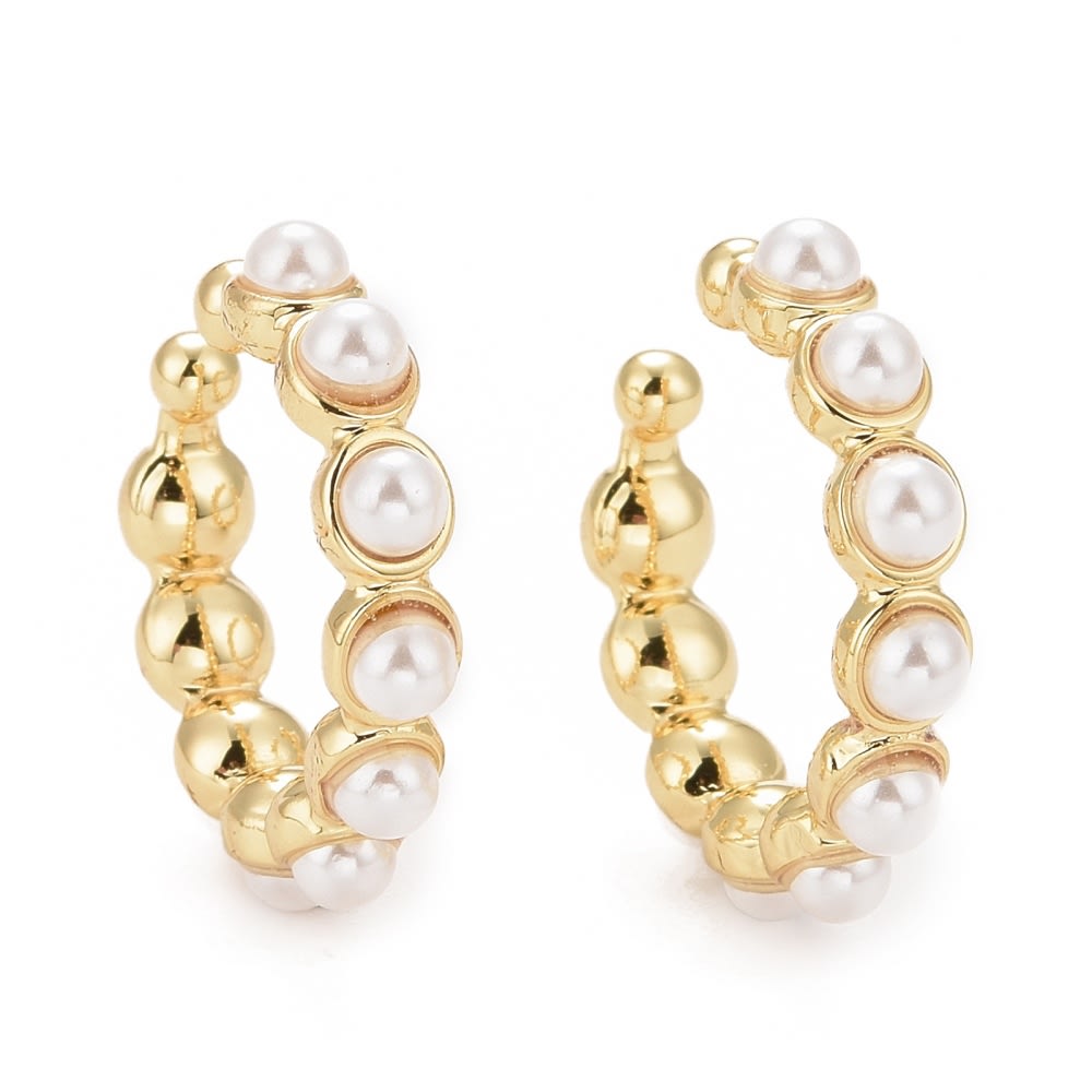 Ear cuff aros solitarios perlas baño de oro / unidad2