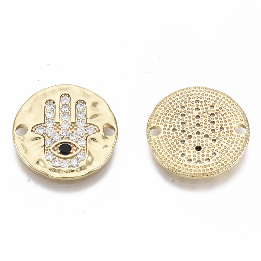 Dije conector hamsa mano de fátima protección baño de oro / unidad1