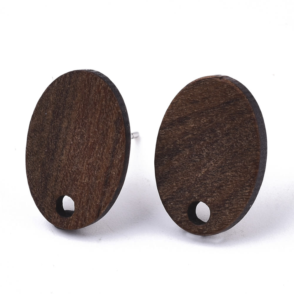 Base de aros topito óvalo 15x10 mm madera de nogal / par4