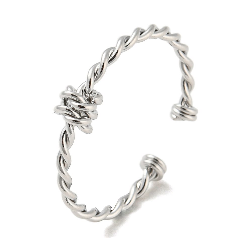 Anillo ajustable torcido con nudo baño de oro platino / unidad4