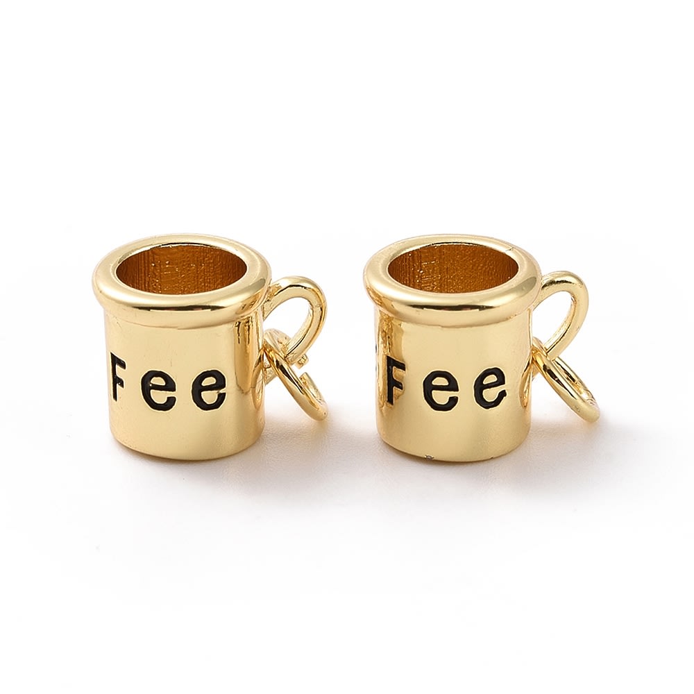 Dije colgante esmaltado taza de café 11 mm baño de oro / unidad1