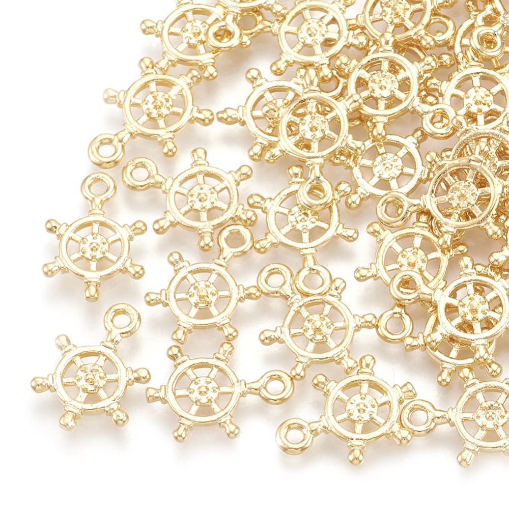 Dije colgante timón 13.5 mm baño de oro / unidad2