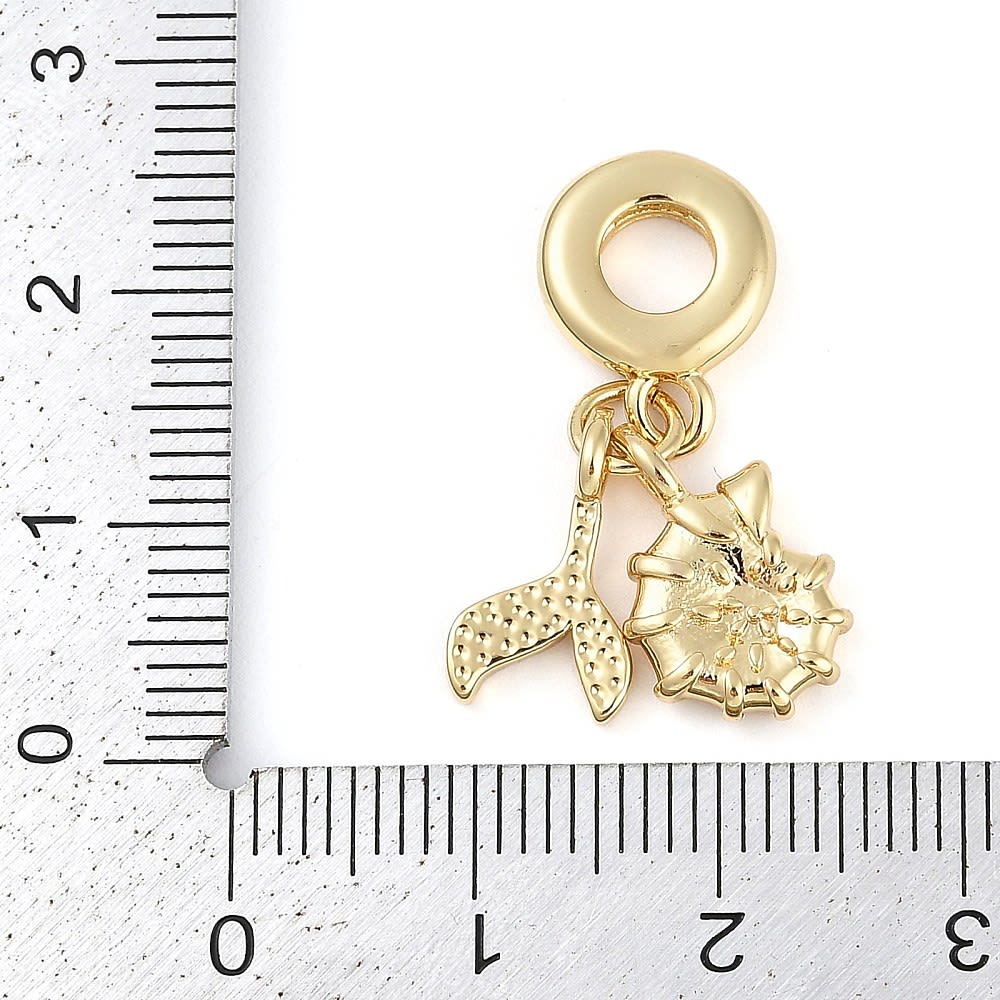 Colgante europeo charm cola sirena caracol mar baño oro / unidad3