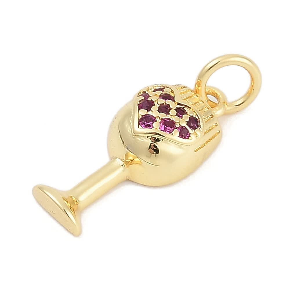 Dije colgante copa de Vinotinto 16 mm baño oro zircón / unidad2
