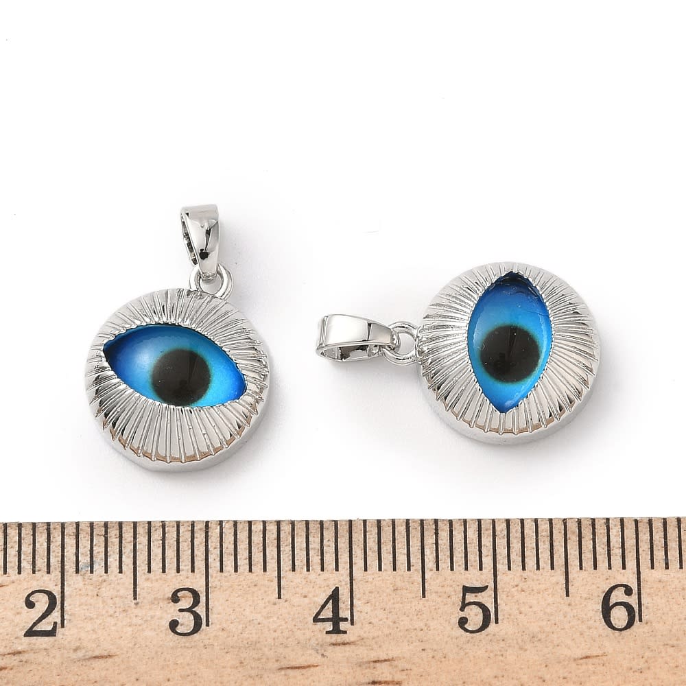 Dije colgante ojo turco baño platino 16 mm / unidad3