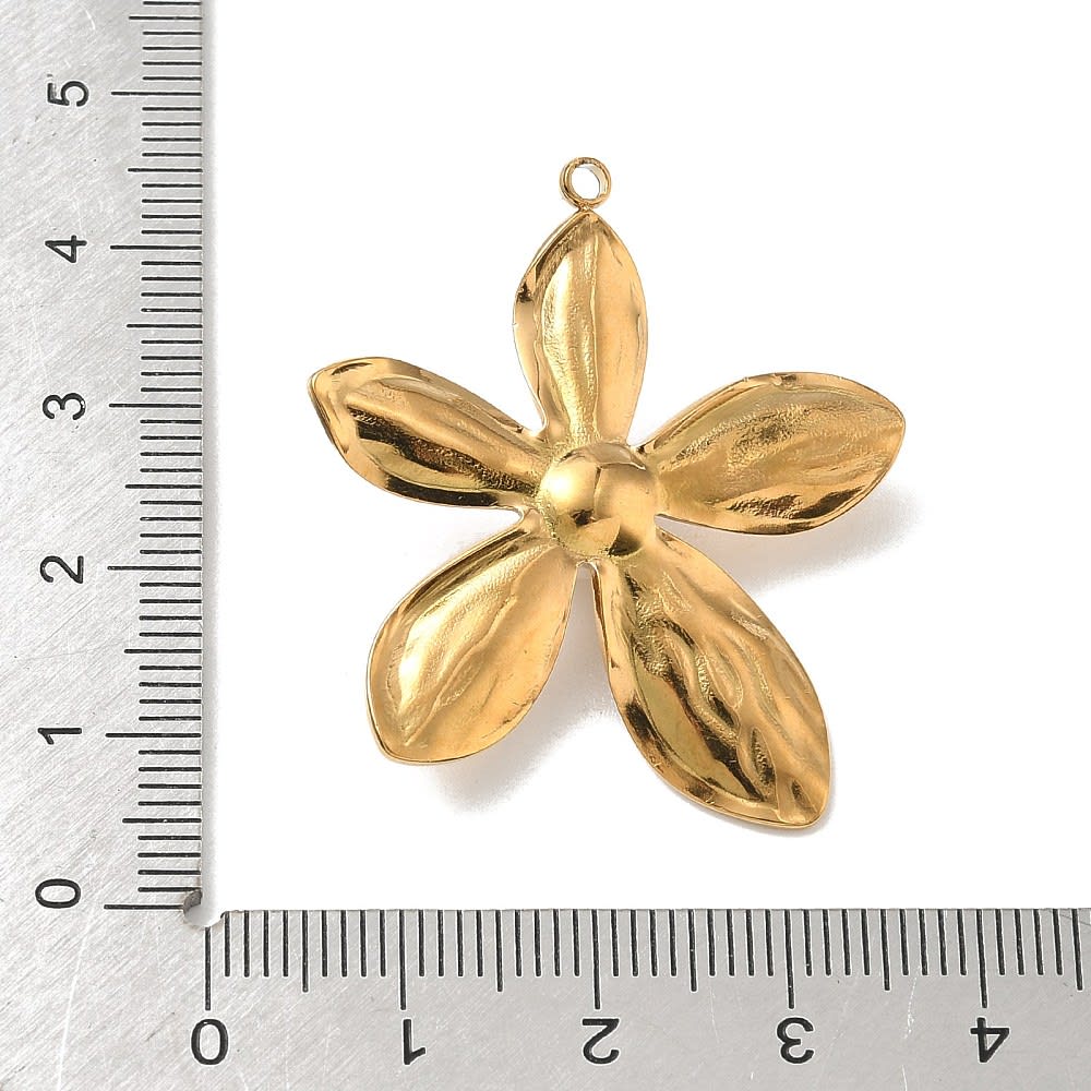 Maxi dije colgante flor perla 35 mm acero / unidad3