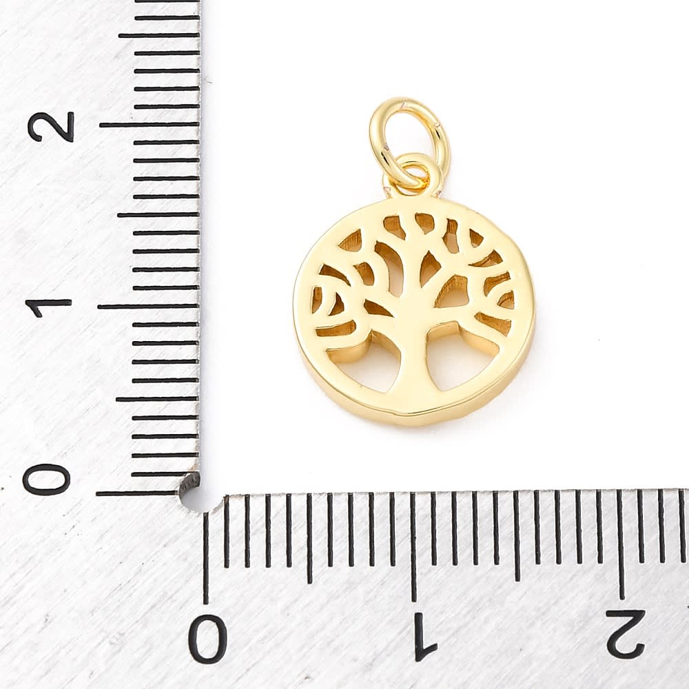 Dije colgante árbol de la vida 14.5 mm baño de oro / unidad3
