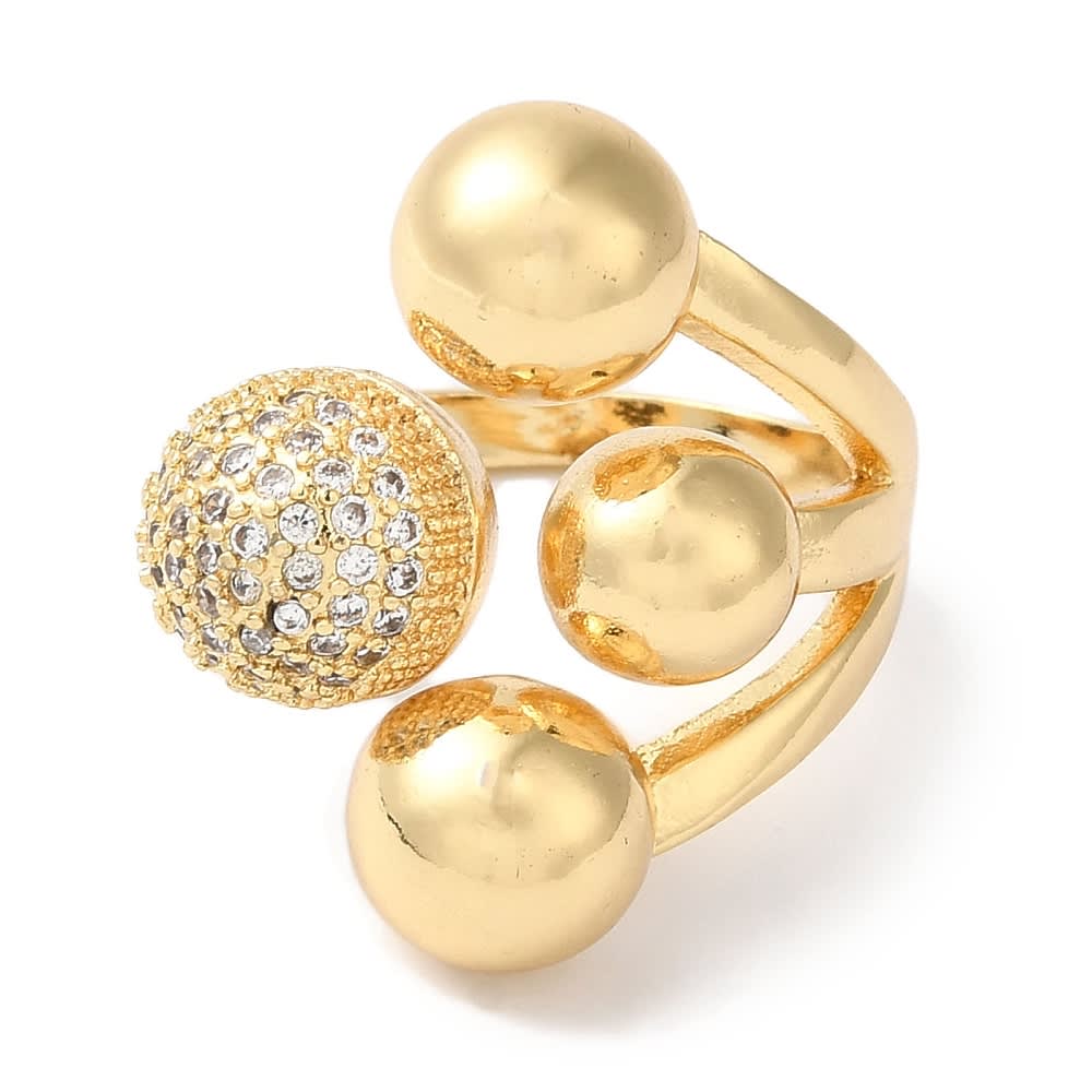 Anillo ajustable bola esferas zircón baño de oro / unidad2