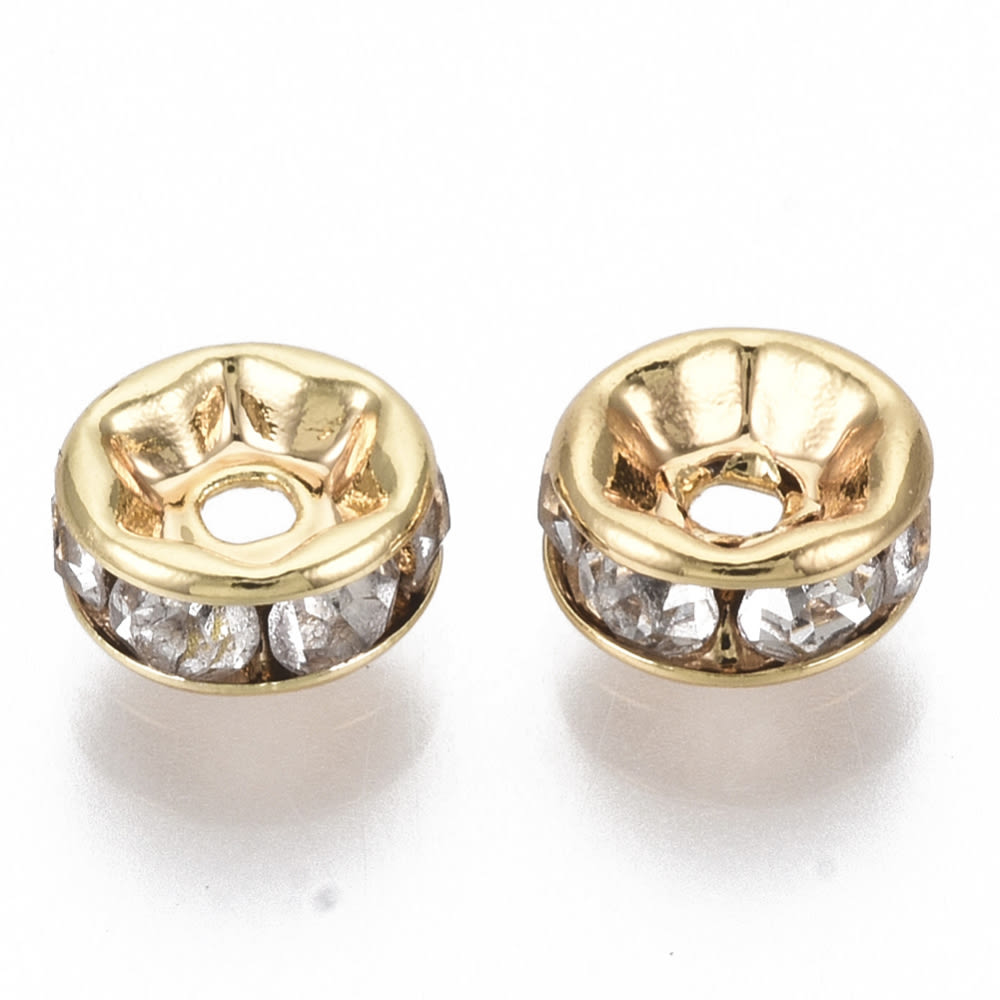 Separador plano redondo 6x2.5 mm baño oro zircón / 5 uds1