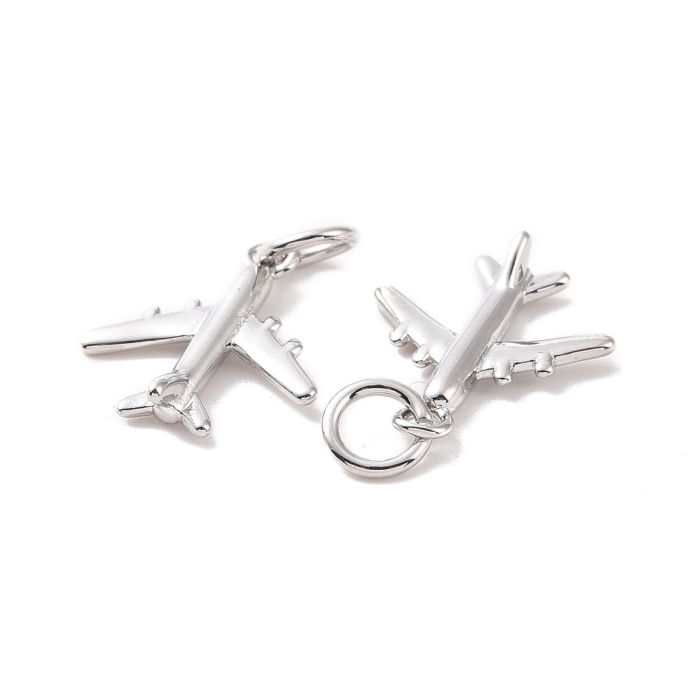 Dije colgante avión 14 mm baño oro platino / unidad3