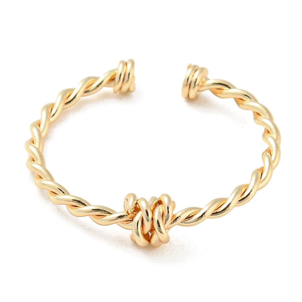 Anillo ajustable torcido con nudo baño de oro platino / unidad3