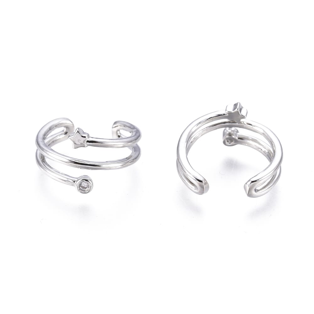Ear cuff aros solitarios estrella zircon plateado / unidad2