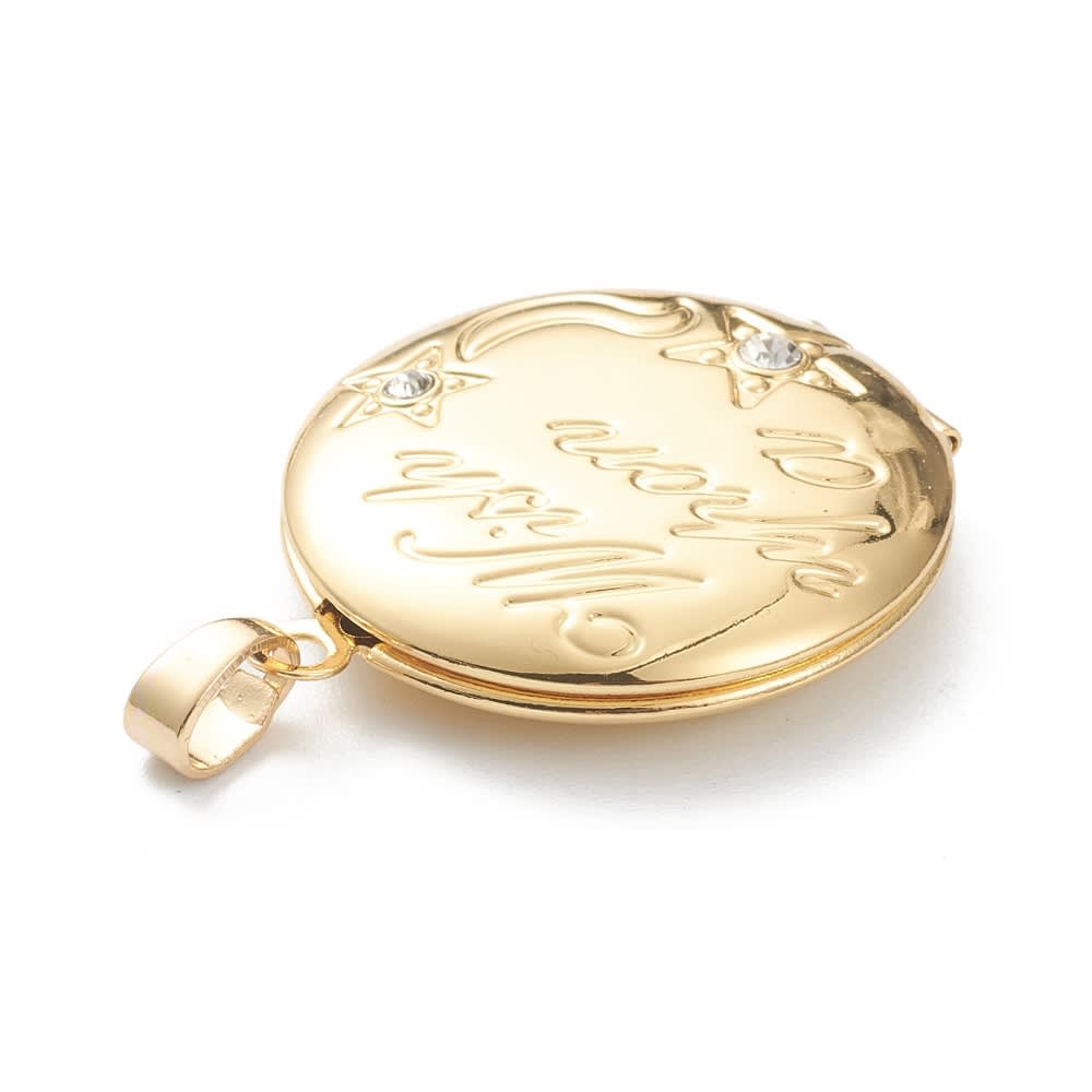 Relicario foto portafoto locket estrella zircón Baño de Oro / unidad3
