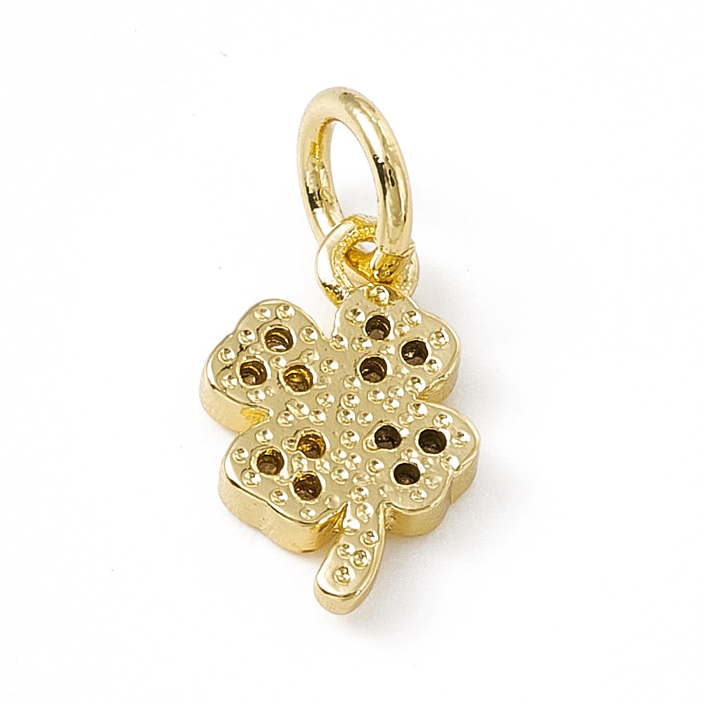 Dije colgante trébol cuatro hojas 11 mm zircón baño de oro / unidad2