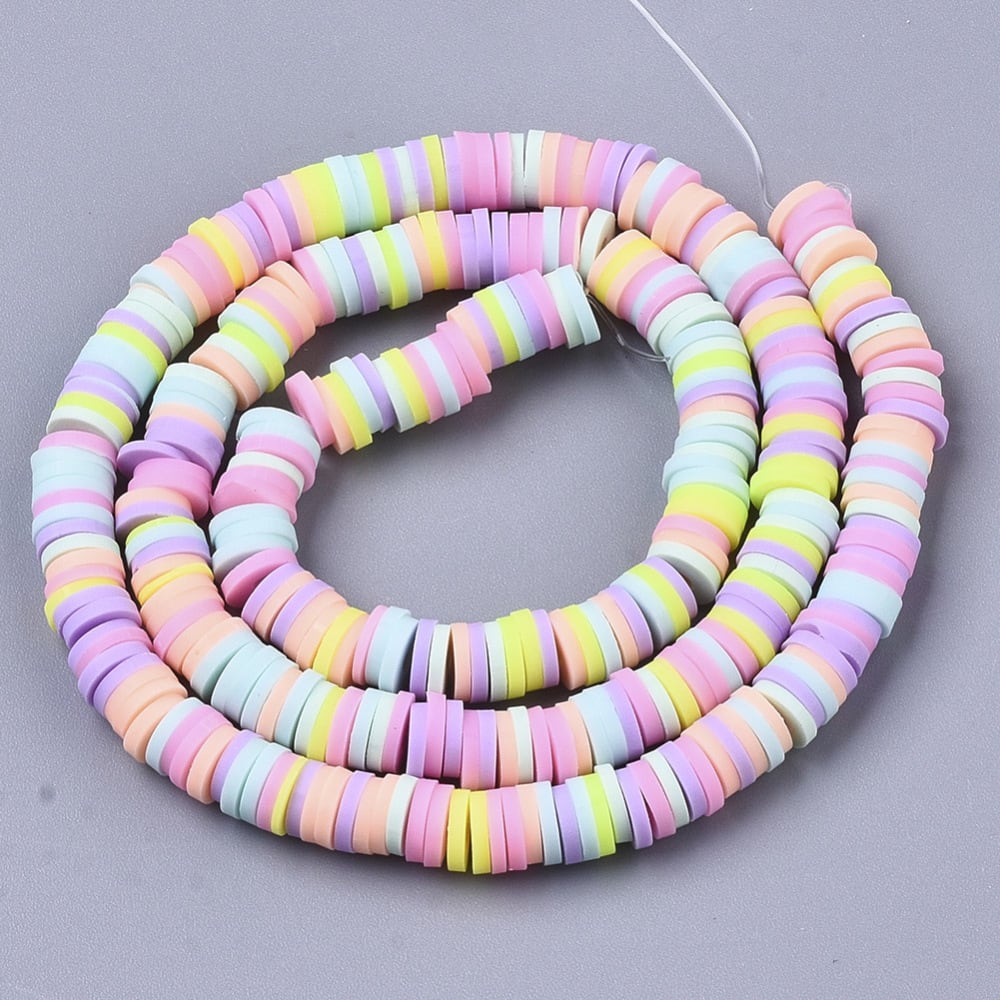 Sarta cuentas disco arcilla polimérica color surtido fimo 6 mm / tira2