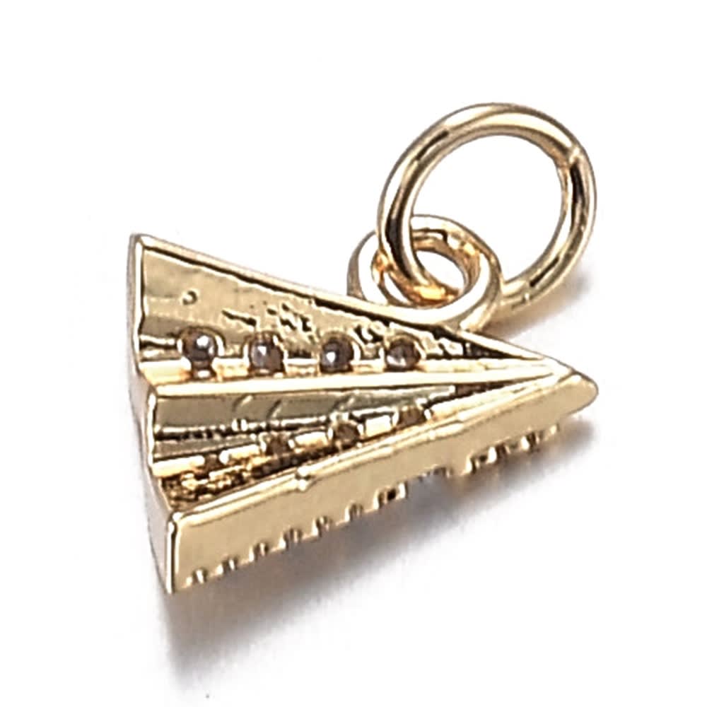 Dije colgante avión de papel 7.5x6.7 mm zircón / unidad4