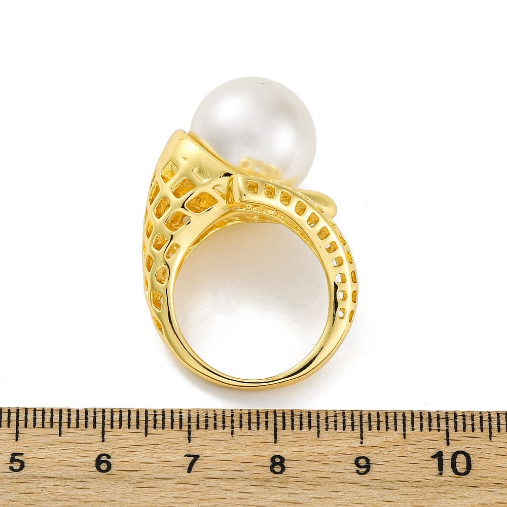 Anillo ajustable maxi perla baño de oro / unidad2