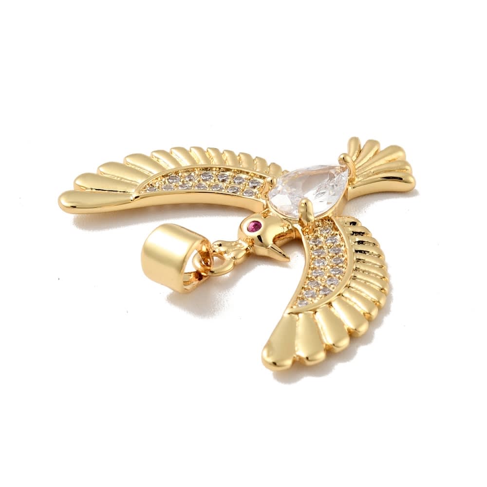 Dije colgante pajaro ave fénix baño de oro zircón / unidad3