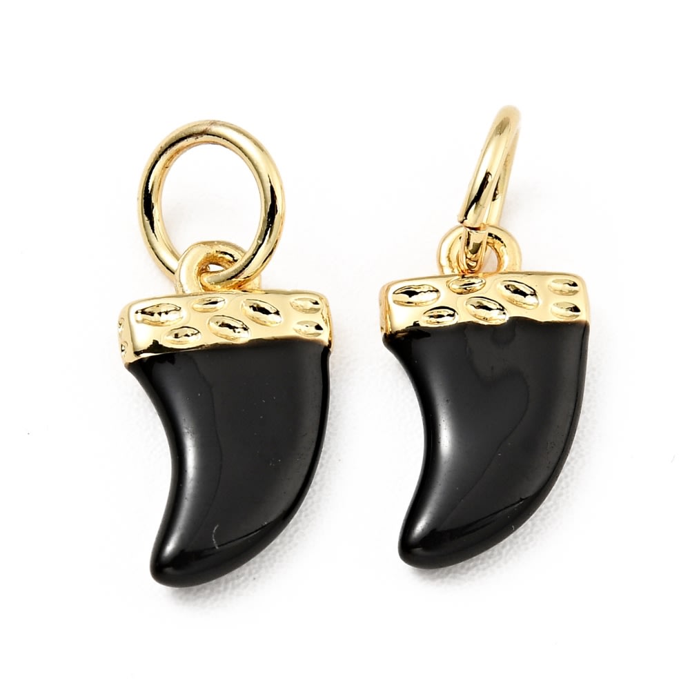 Dije colgante esmaltado colmillo 14.5 mm baño de oro / unidad7