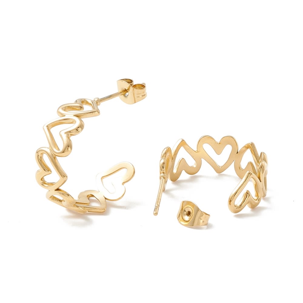 Aros argollas aretes tipo c eslabones corazón / par4