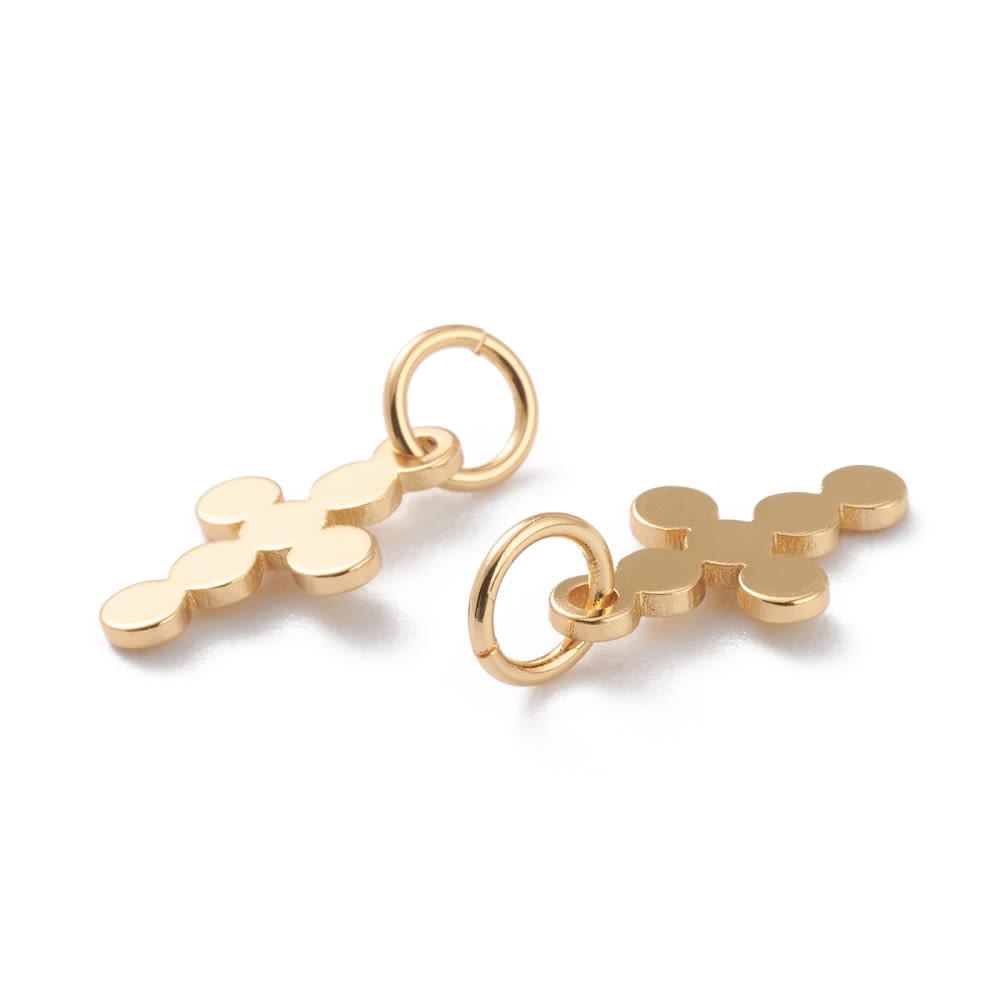 Dije colgante cruz círculos 12 mm baño de oro / unidad2