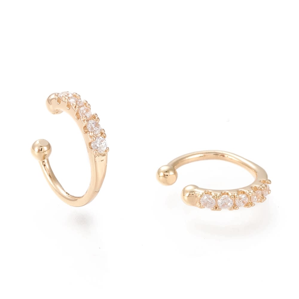 Ear cuff aros solitarios zircón dorado / unidad2