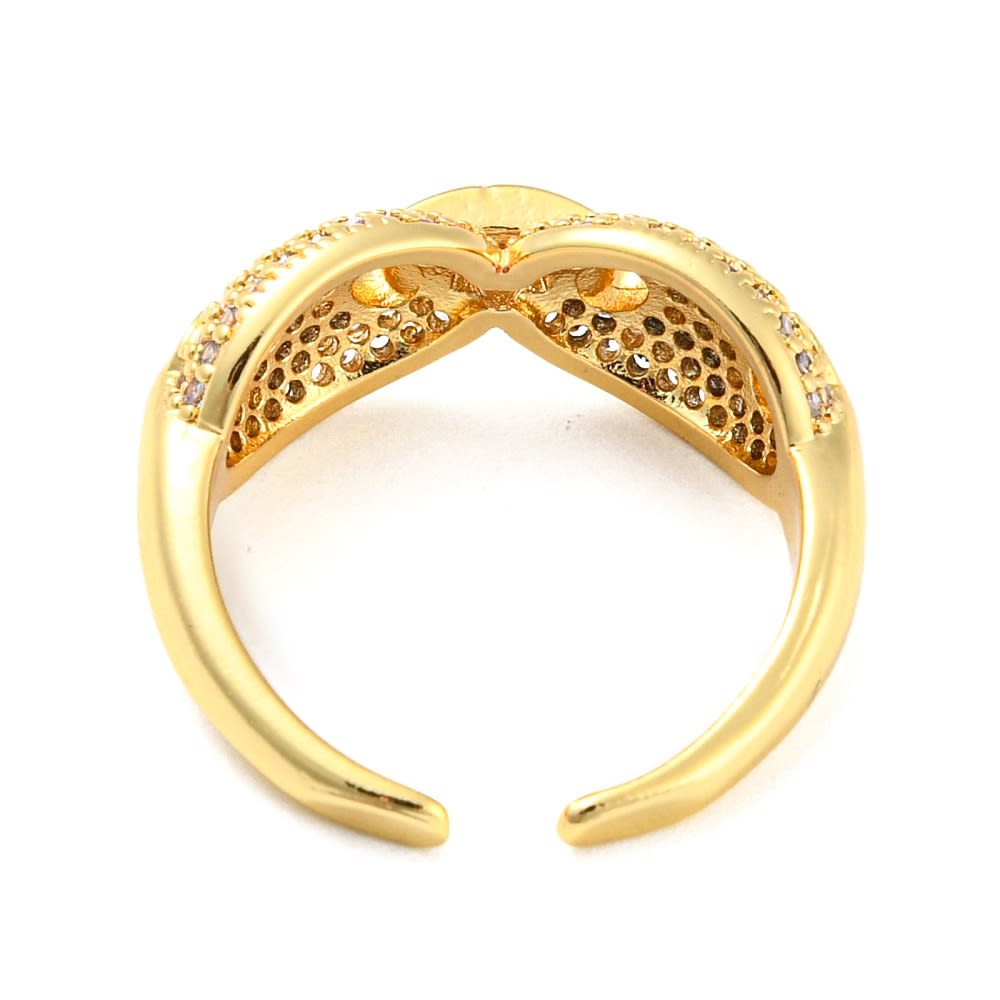 Anillo ajustable eslabones grano de café zircón baño de oro / unidad2