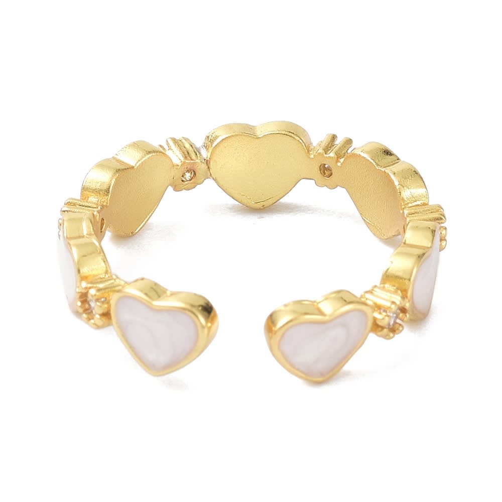 Anillo ajustable corazón nácar baño de oro / unidad5